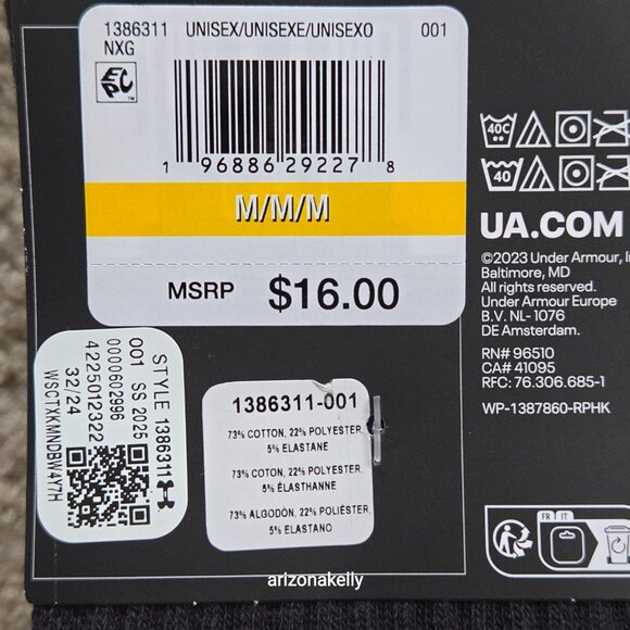 NWT Under Armour 3 pack black socks mid-calf women 6-10/men 7-8.5 - Picture 2 of 4